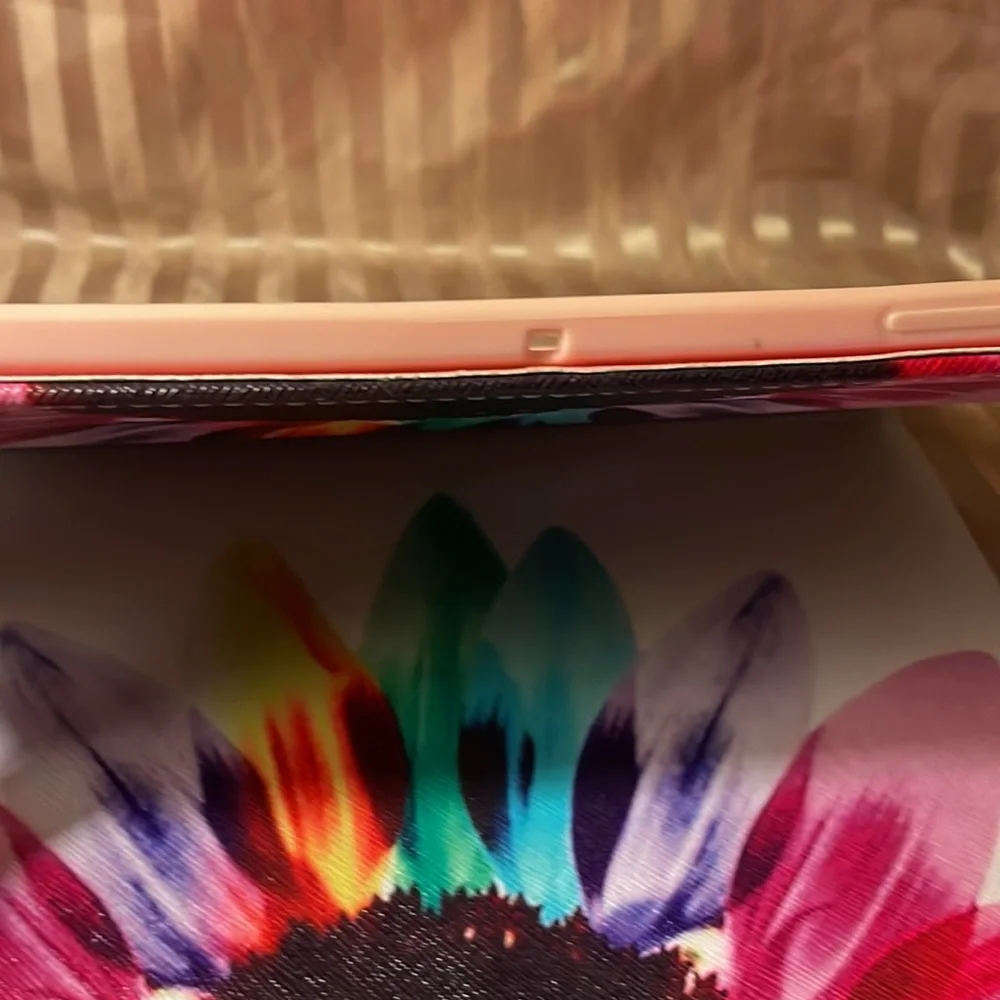 Floral pink colored tablet cover- not sure what type tablet fits in it.